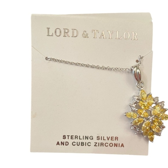NWT Lord & Taylor sterling silver white/yellow cubic zirconia  pendant marked - Picture 6 of 9